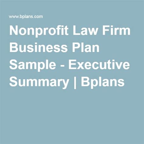 Nonprofit Law Firm Business Plan